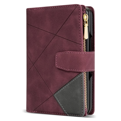 For Google Pixel Fold Leather Flip Phone Case Zipper Pocket Stand Lines Imprinted Wallet Cover