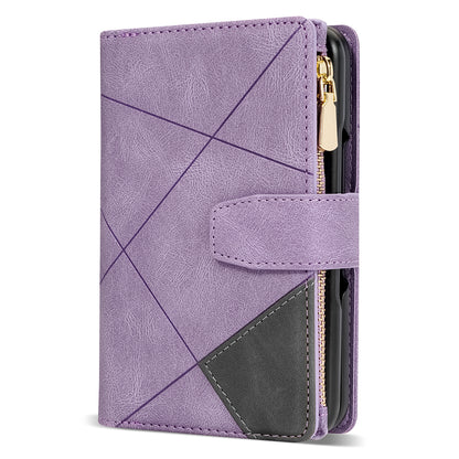 For Google Pixel Fold Leather Flip Phone Case Zipper Pocket Stand Lines Imprinted Wallet Cover