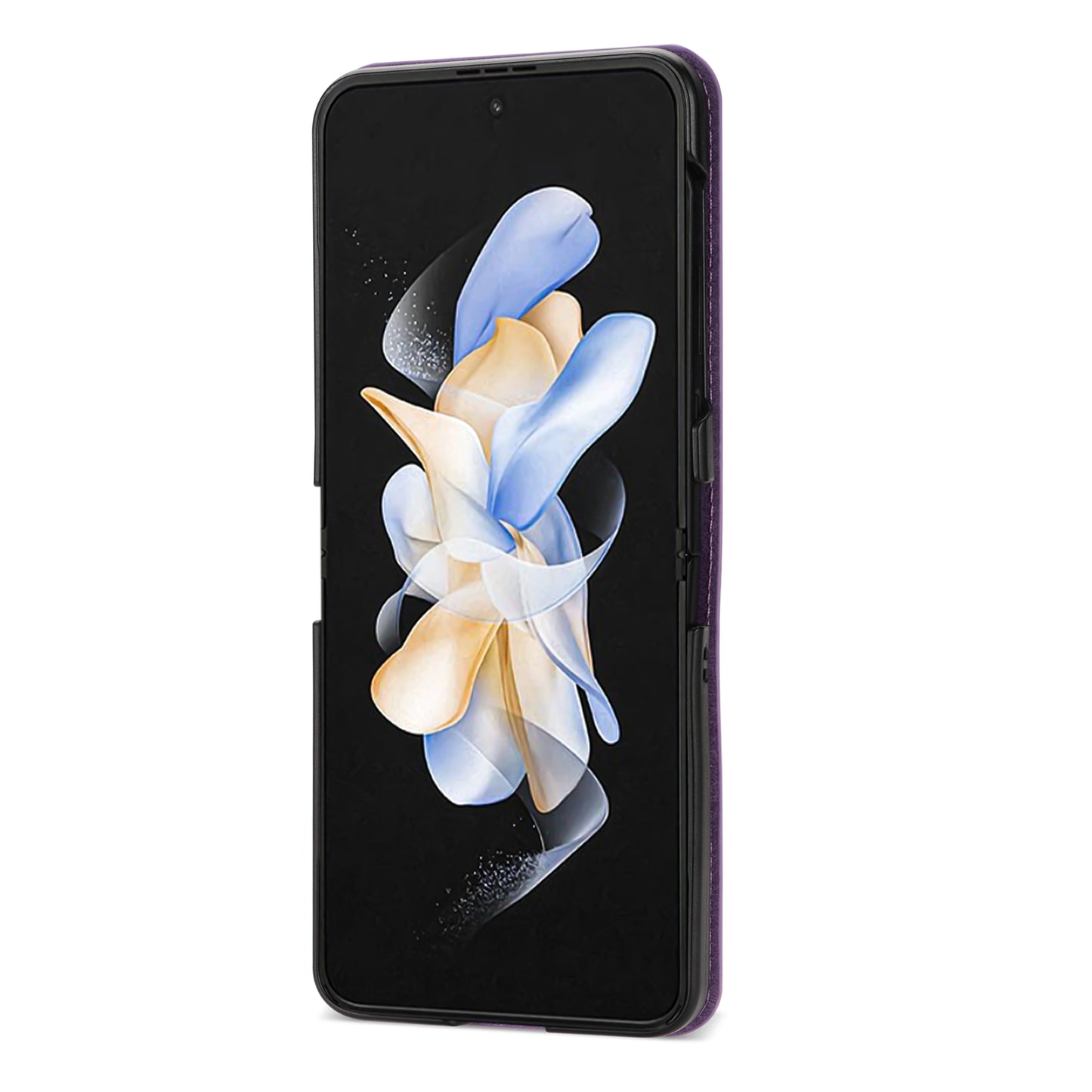 For Samsung Galaxy Z Flip5 5G Phone Case PU Leather Lines Imprinted Card Slot Cover