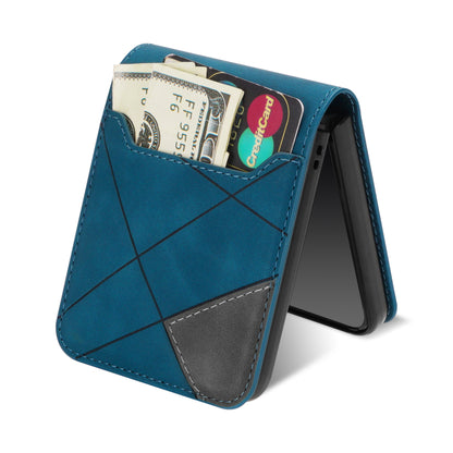 For Samsung Galaxy Z Flip5 5G Phone Case PU Leather Lines Imprinted Card Slot Cover