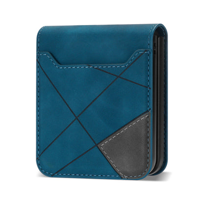 For Samsung Galaxy Z Flip5 5G Phone Case PU Leather Lines Imprinted Card Slot Cover