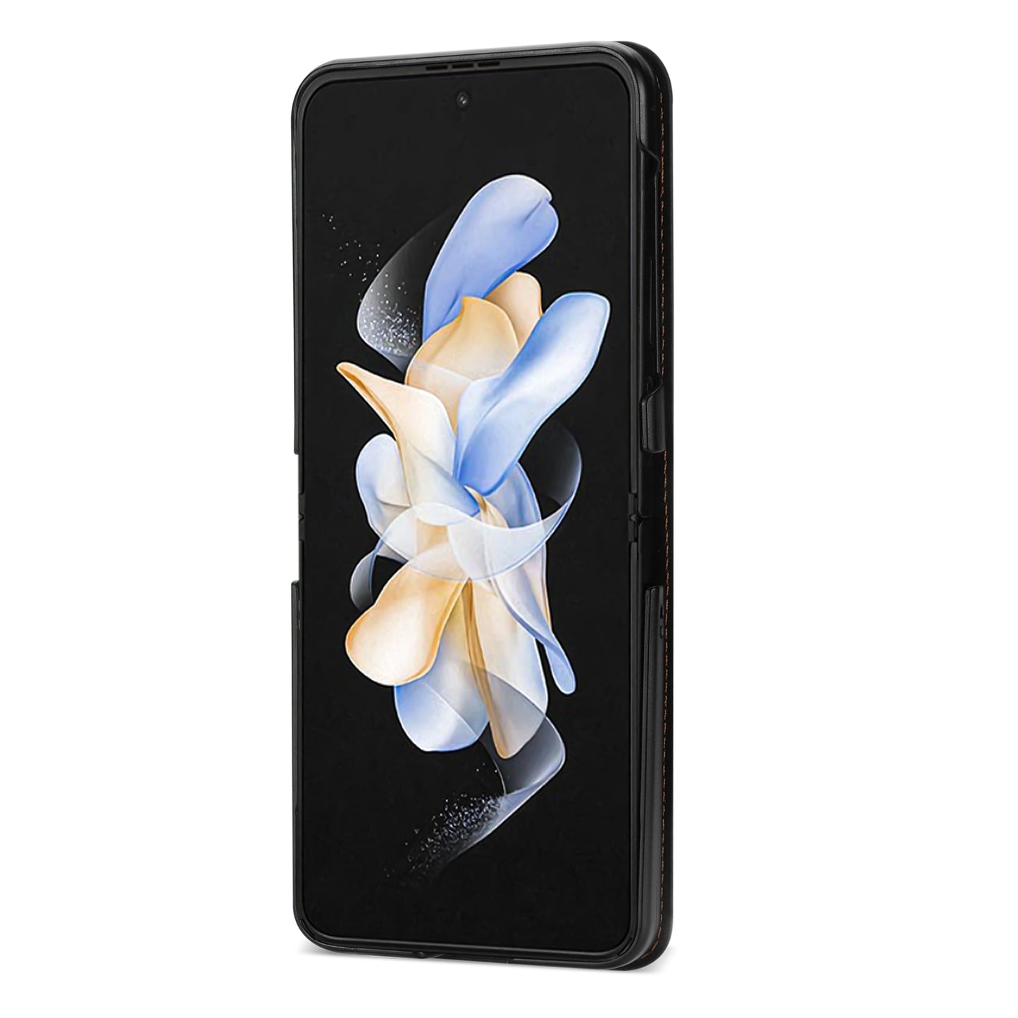 For Samsung Galaxy Z Flip5 5G Phone Case PU Leather Lines Imprinted Card Slot Cover