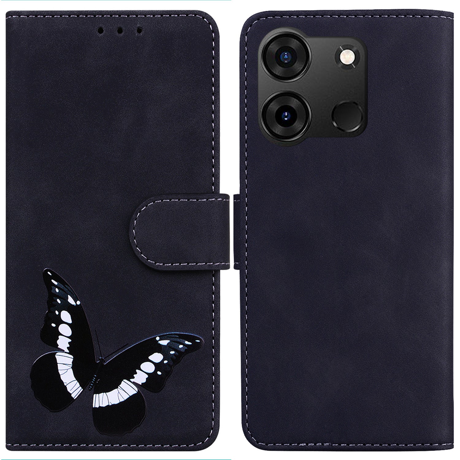 For Infinix Smart 7 (India) 4G / Smart 7 Plus Flip Stand Wallet Case PU Leather Butterfly Printing Phone Cover