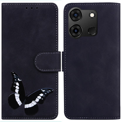 For Infinix Smart 7 (India) 4G / Smart 7 Plus Flip Stand Wallet Case PU Leather Butterfly Printing Phone Cover