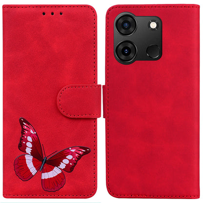 For Infinix Smart 7 (India) 4G / Smart 7 Plus Flip Stand Wallet Case PU Leather Butterfly Printing Phone Cover