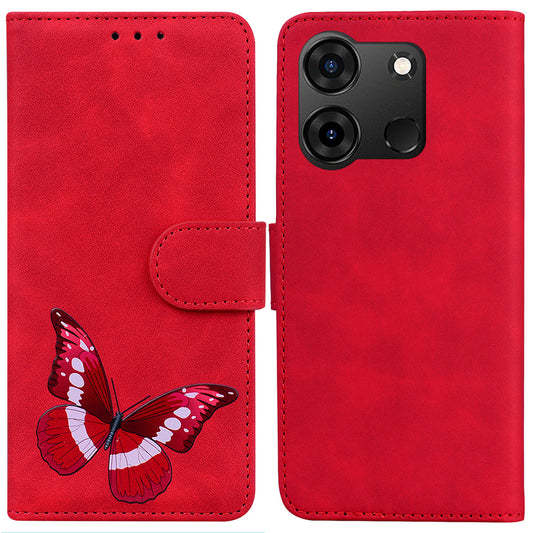 For Infinix Smart 7 (India) 4G / Smart 7 Plus Flip Stand Wallet Case PU Leather Butterfly Printing Phone Cover