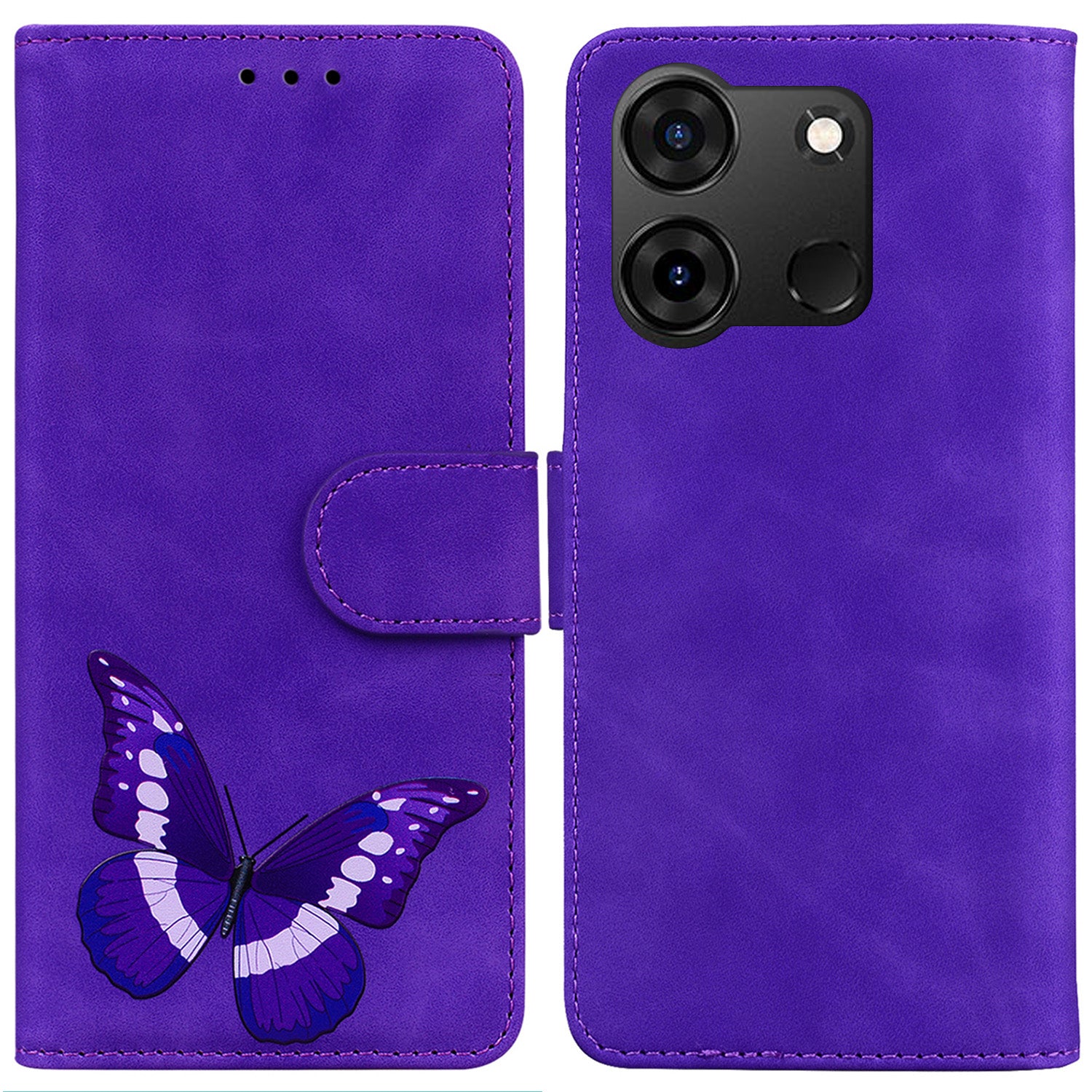 For Infinix Smart 7 (India) 4G / Smart 7 Plus Flip Stand Wallet Case PU Leather Butterfly Printing Phone Cover