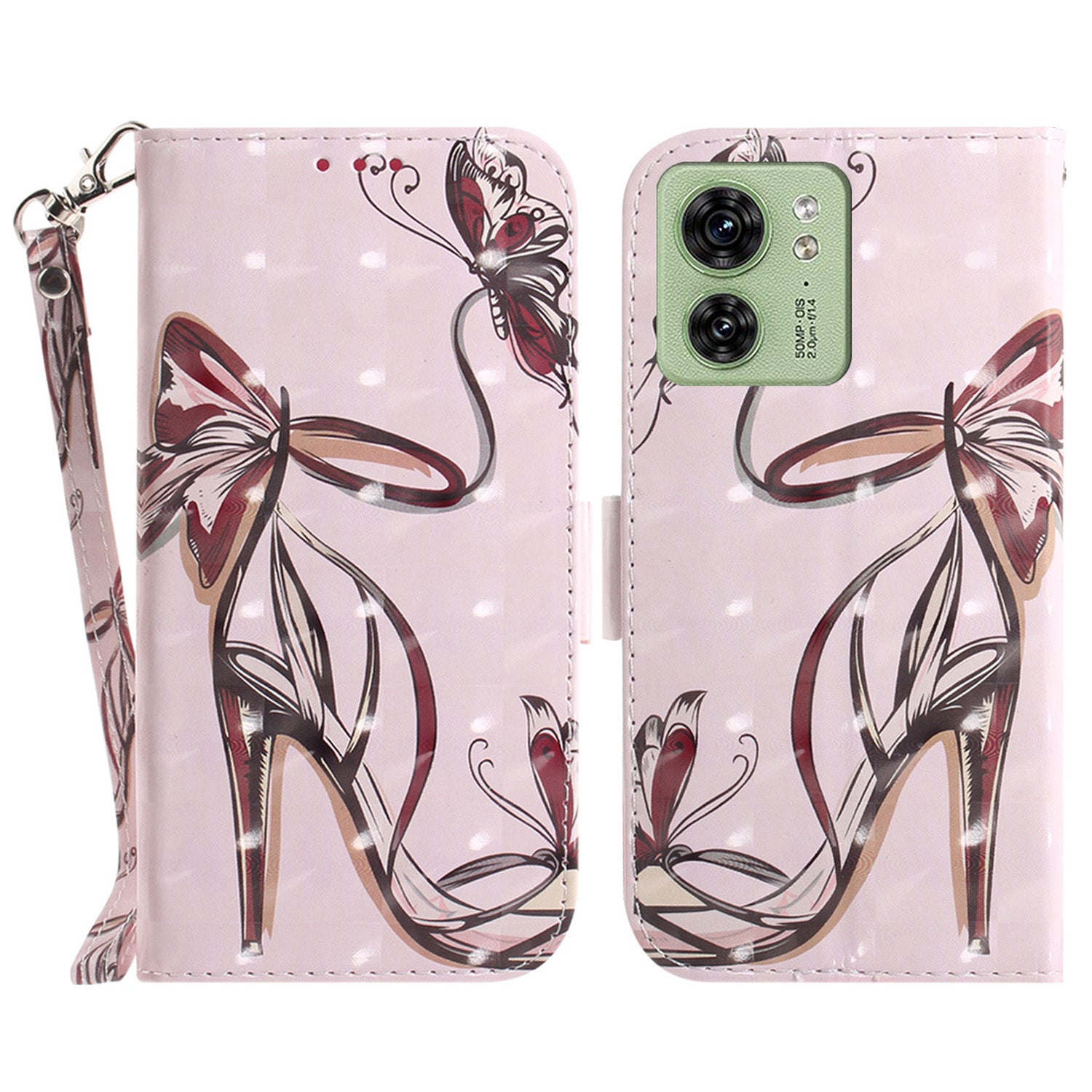 For Motorola Edge 40 5G Wallet Flip Cover PU Leather Printed 3D Pattern Stand Phone Case with Strap