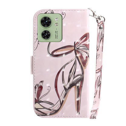 For Motorola Edge 40 5G Wallet Flip Cover PU Leather Printed 3D Pattern Stand Phone Case with Strap