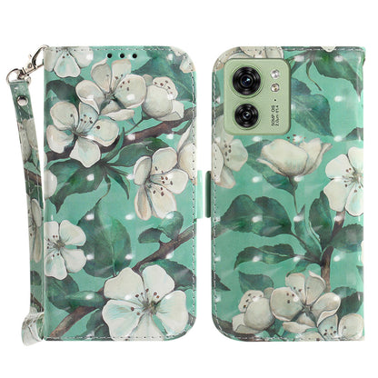 For Motorola Edge 40 5G Wallet Flip Cover PU Leather Printed 3D Pattern Stand Phone Case with Strap