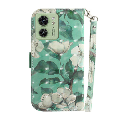 For Motorola Edge 40 5G Wallet Flip Cover PU Leather Printed 3D Pattern Stand Phone Case with Strap