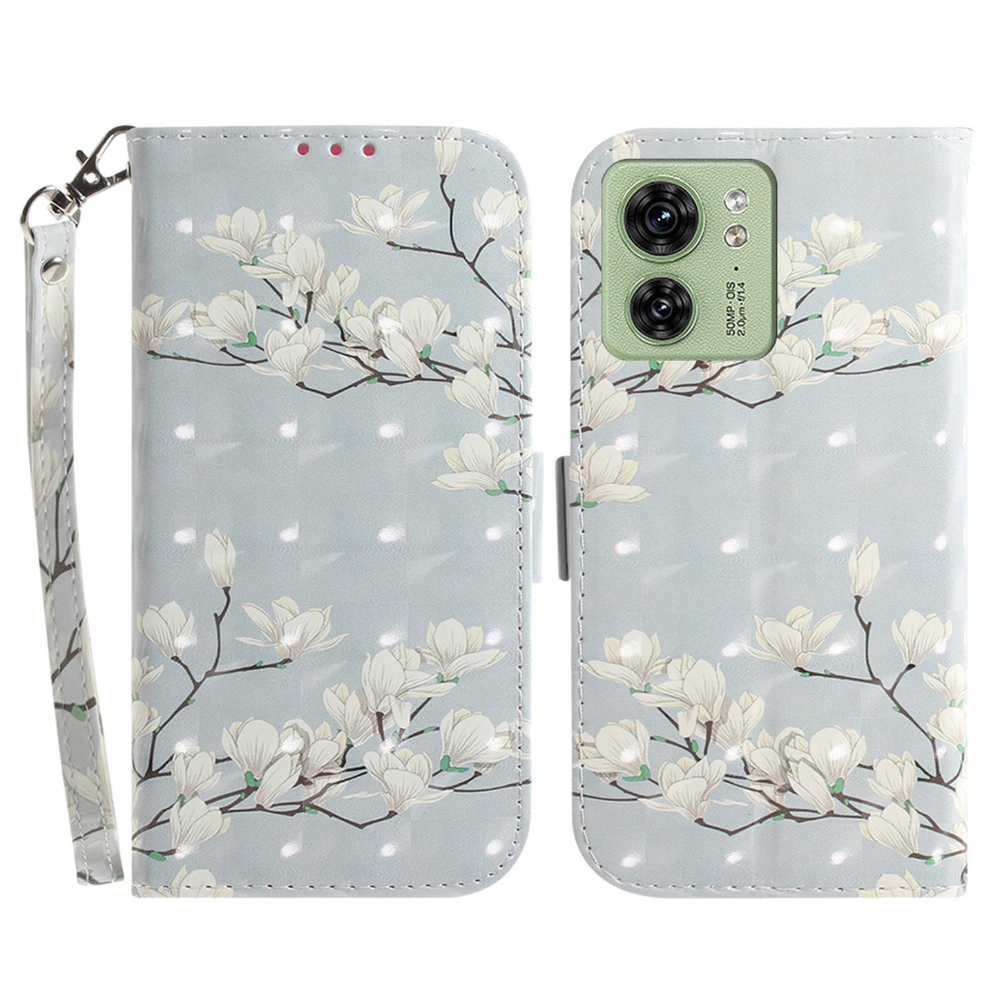 For Motorola Edge 40 5G Wallet Flip Cover PU Leather Printed 3D Pattern Stand Phone Case with Strap