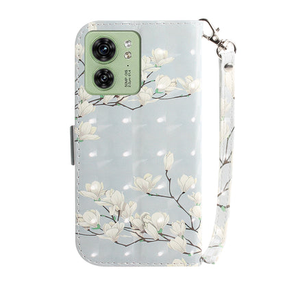 For Motorola Edge 40 5G Wallet Flip Cover PU Leather Printed 3D Pattern Stand Phone Case with Strap