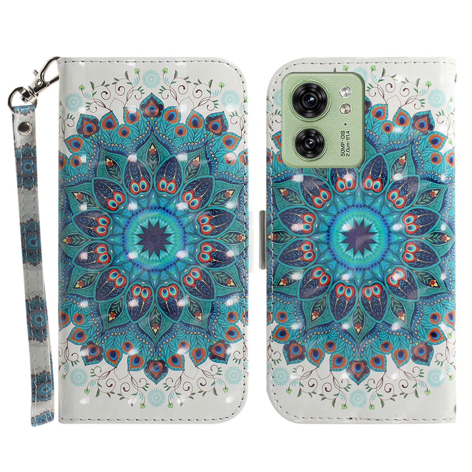 For Motorola Edge 40 5G Wallet Flip Cover PU Leather Printed 3D Pattern Stand Phone Case with Strap