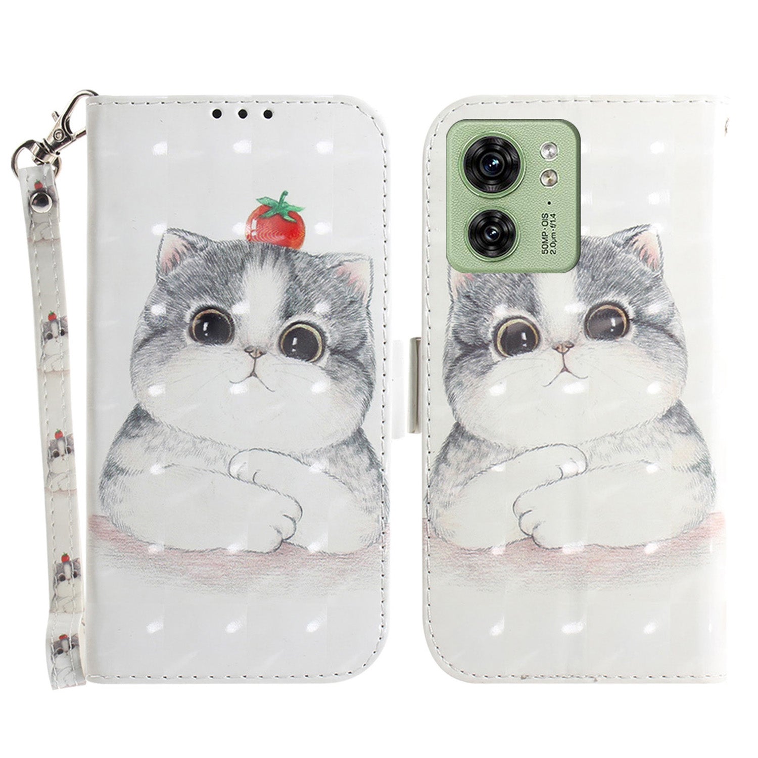 For Motorola Edge 40 5G Wallet Flip Cover PU Leather Printed 3D Pattern Stand Phone Case with Strap