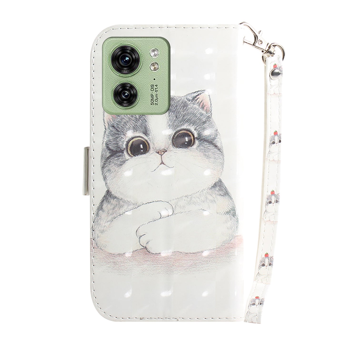 For Motorola Edge 40 5G Wallet Flip Cover PU Leather Printed 3D Pattern Stand Phone Case with Strap