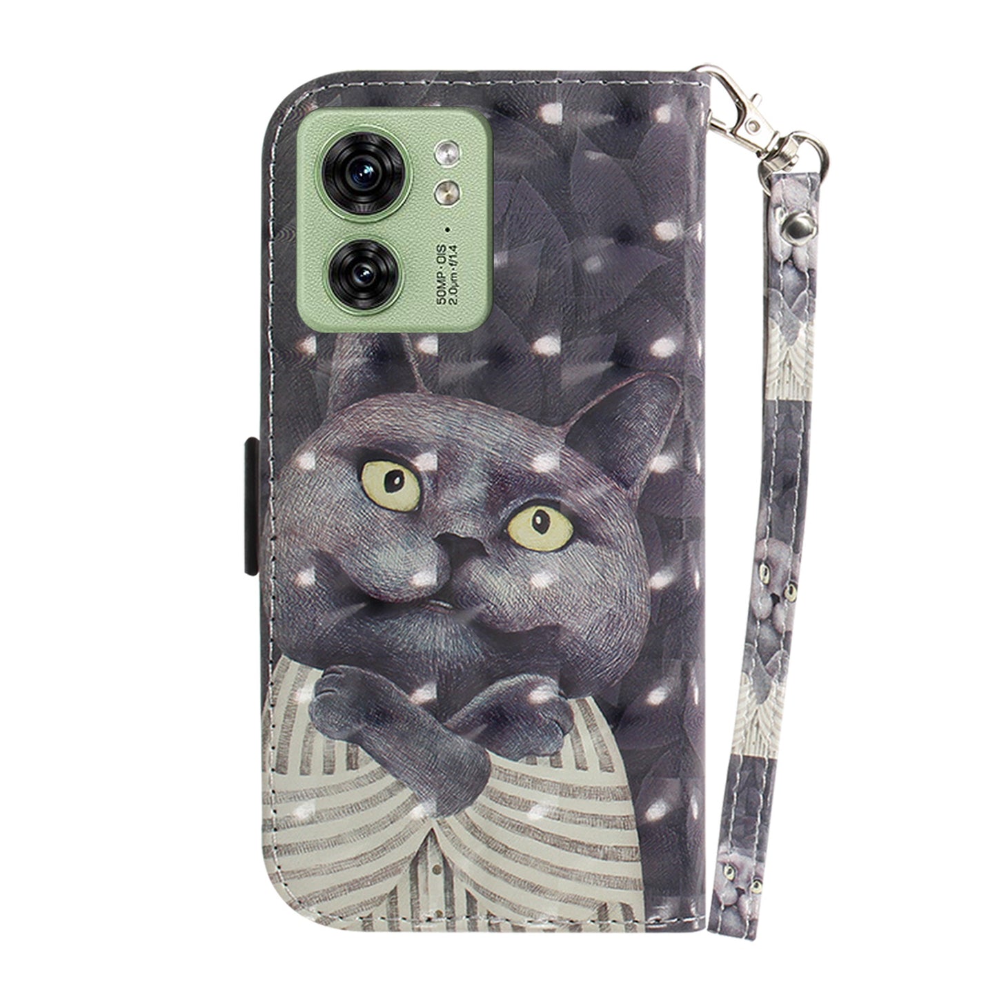 For Motorola Edge 40 5G Wallet Flip Cover PU Leather Printed 3D Pattern Stand Phone Case with Strap