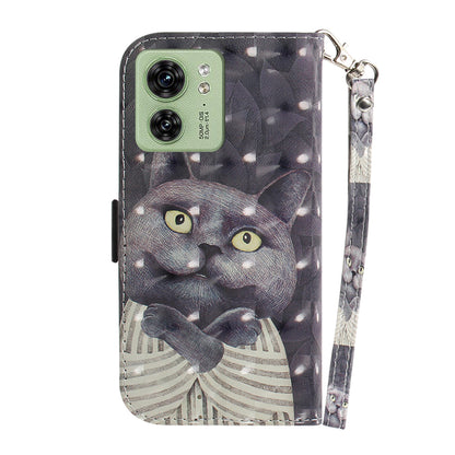 For Motorola Edge 40 5G Wallet Flip Cover PU Leather Printed 3D Pattern Stand Phone Case with Strap