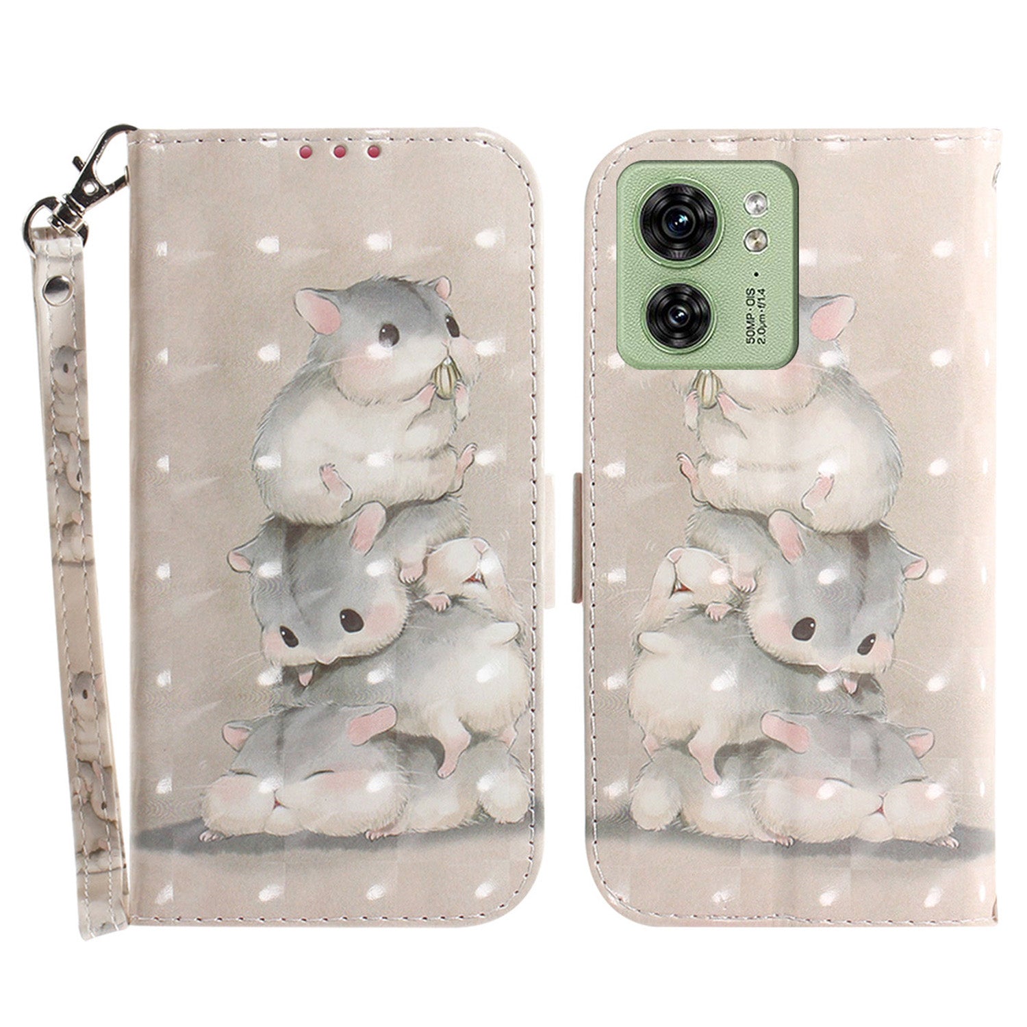 For Motorola Edge 40 5G Wallet Flip Cover PU Leather Printed 3D Pattern Stand Phone Case with Strap