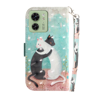 For Motorola Edge 40 5G Wallet Flip Cover PU Leather Printed 3D Pattern Stand Phone Case with Strap