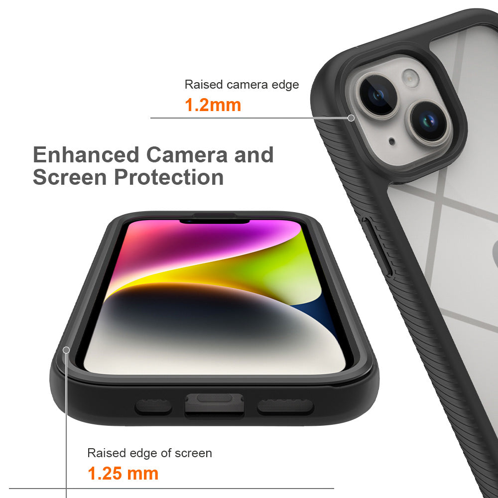 3-in-1 Phone Case for iPhone 15 Plus Full Protection TPU+PC Cover with PET Screen Protector