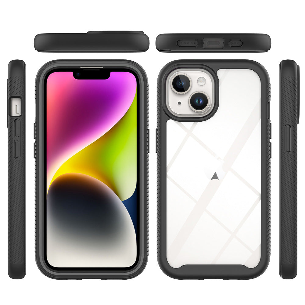 3-in-1 Phone Case for iPhone 15 Plus Full Protection TPU+PC Cover with PET Screen Protector