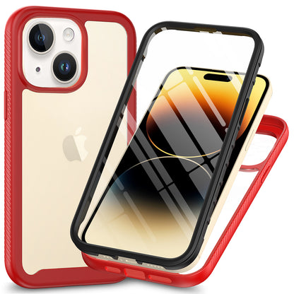 For iPhone 15 Full Protection Phone Case 3-in-1 Anti-Drop TPU+PC Cover with PET Screen Protector
