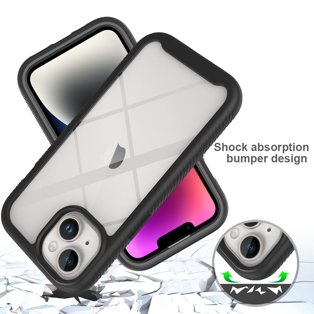 For iPhone 15 Full Protection Phone Case 3-in-1 Anti-Drop TPU+PC Cover with PET Screen Protector