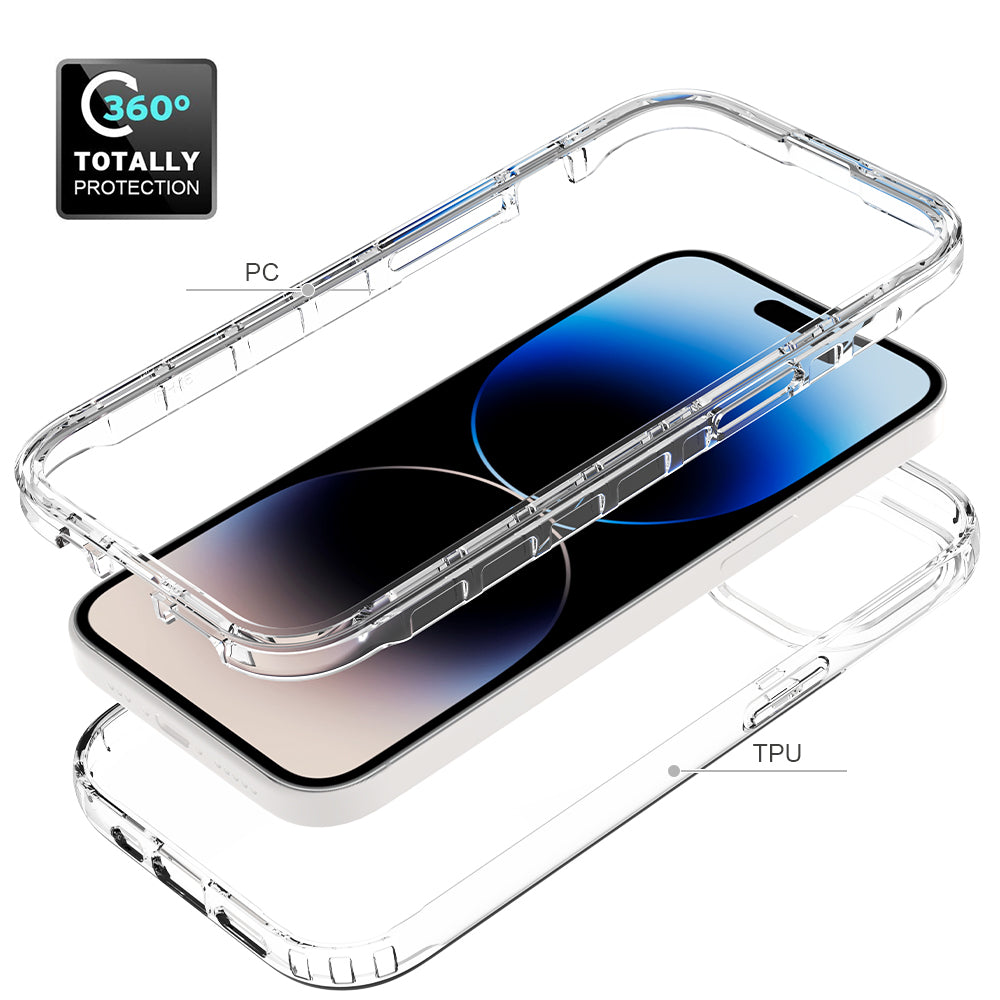 For iPhone 15 Protective Case Clear Anti-drop TPU+PC Phone Cover