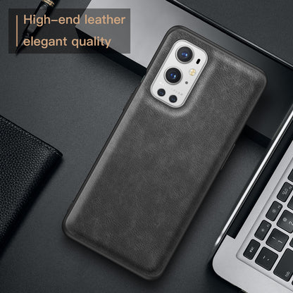 For OnePlus 9 Pro 5G Phone Cover Retro PU Leather Coated TPU+PC Anti-Fall Case