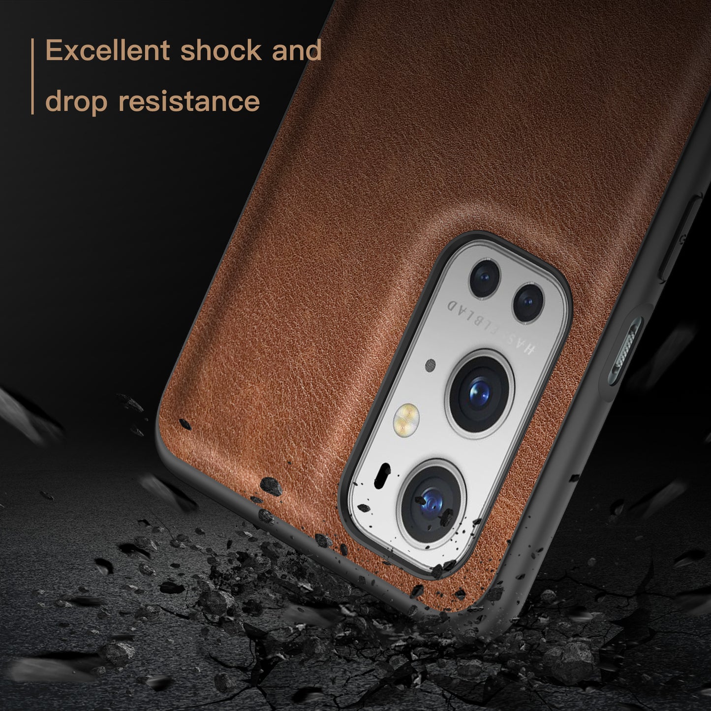 For OnePlus 9 Pro 5G Phone Cover Retro PU Leather Coated TPU+PC Anti-Fall Case