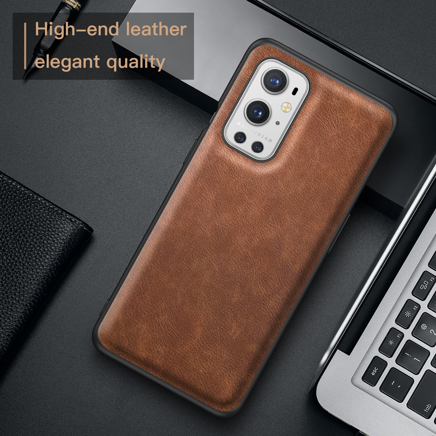 For OnePlus 9 Pro 5G Phone Cover Retro PU Leather Coated TPU+PC Anti-Fall Case