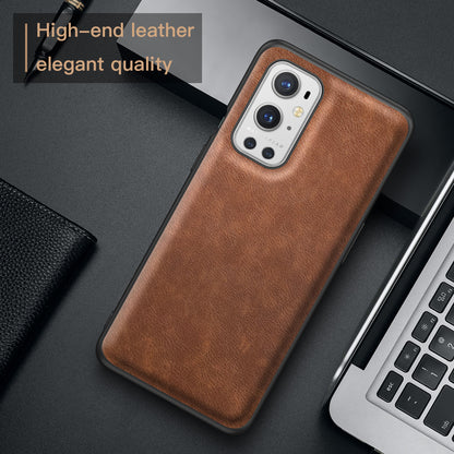 For OnePlus 9 Pro 5G Phone Cover Retro PU Leather Coated TPU+PC Anti-Fall Case