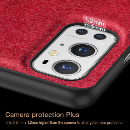 For OnePlus 9 Pro 5G Phone Cover Retro PU Leather Coated TPU+PC Anti-Fall Case
