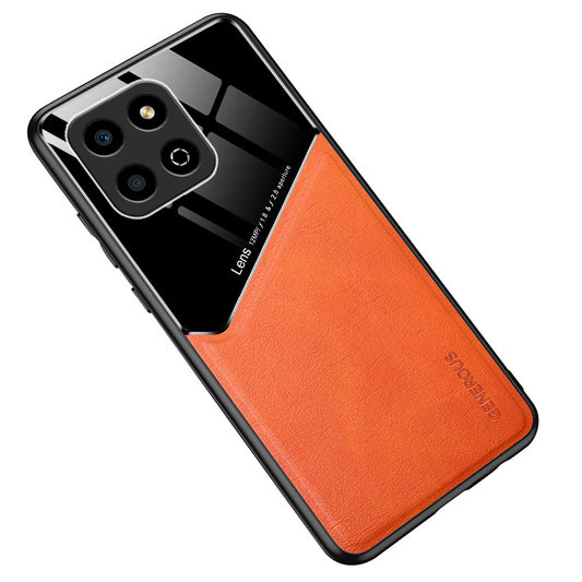 For Honor X8 5G Drop-proof Cover PU Leather Coated TPU+PC Phone Case with Car Mount Metal Sheet