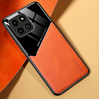 For Honor X8 5G Drop-proof Cover PU Leather Coated TPU+PC Phone Case with Car Mount Metal Sheet