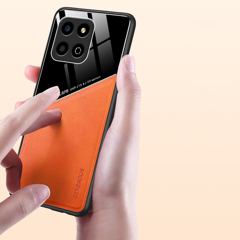 For Honor X8 5G Drop-proof Cover PU Leather Coated TPU+PC Phone Case with Car Mount Metal Sheet