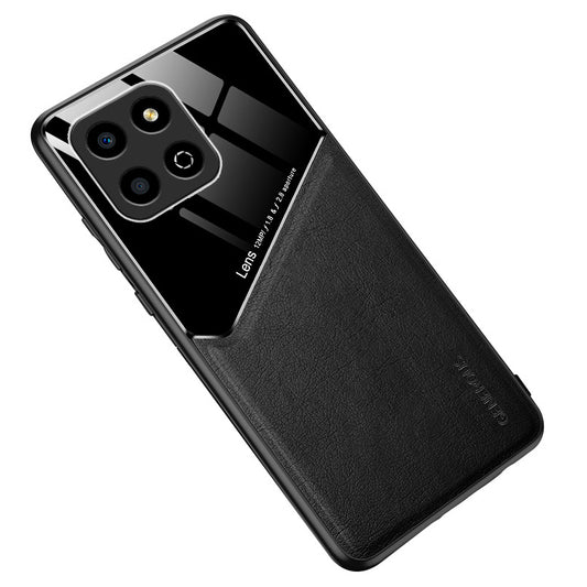 For Honor X8 5G Drop-proof Cover PU Leather Coated TPU+PC Phone Case with Car Mount Metal Sheet
