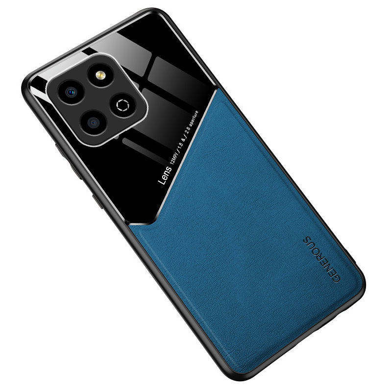 For Honor X8 5G Drop-proof Cover PU Leather Coated TPU+PC Phone Case with Car Mount Metal Sheet