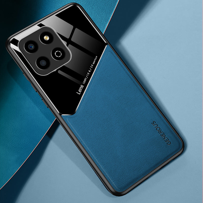 For Honor X8 5G Drop-proof Cover PU Leather Coated TPU+PC Phone Case with Car Mount Metal Sheet