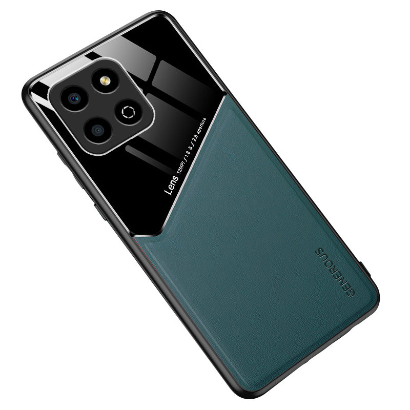 For Honor X8 5G Drop-proof Cover PU Leather Coated TPU+PC Phone Case with Car Mount Metal Sheet