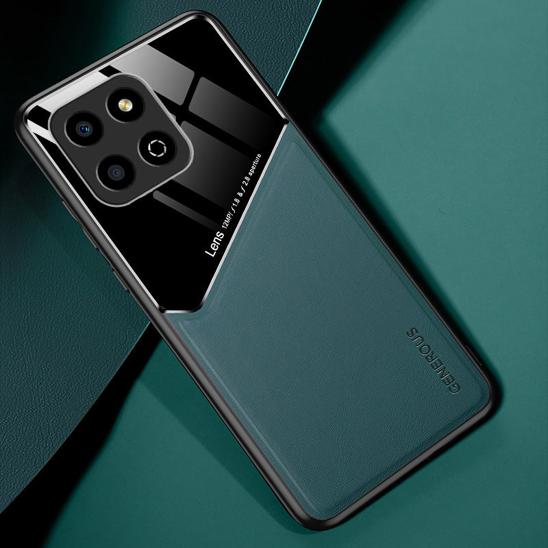 For Honor X8 5G Drop-proof Cover PU Leather Coated TPU+PC Phone Case with Car Mount Metal Sheet