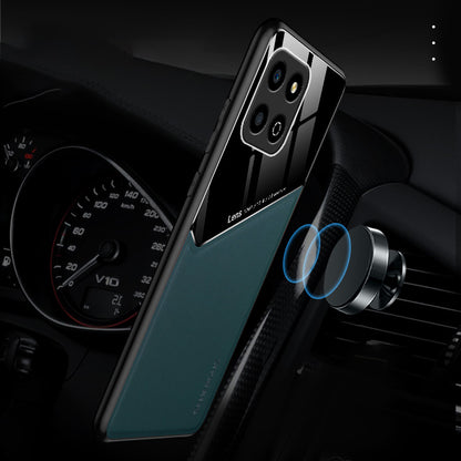 For Honor X8 5G Drop-proof Cover PU Leather Coated TPU+PC Phone Case with Car Mount Metal Sheet