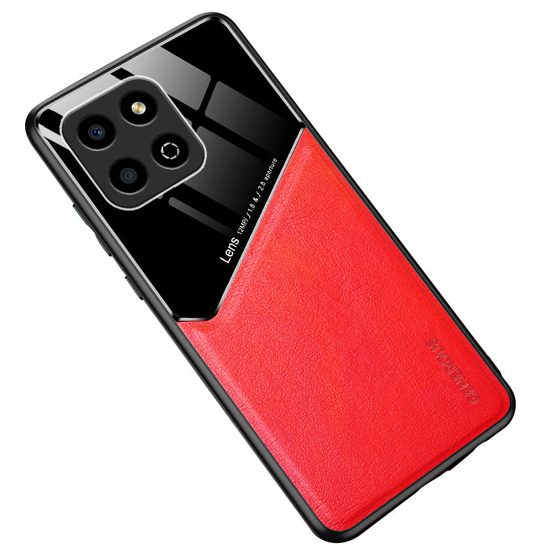 For Honor X8 5G Drop-proof Cover PU Leather Coated TPU+PC Phone Case with Car Mount Metal Sheet