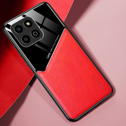 For Honor X8 5G Drop-proof Cover PU Leather Coated TPU+PC Phone Case with Car Mount Metal Sheet