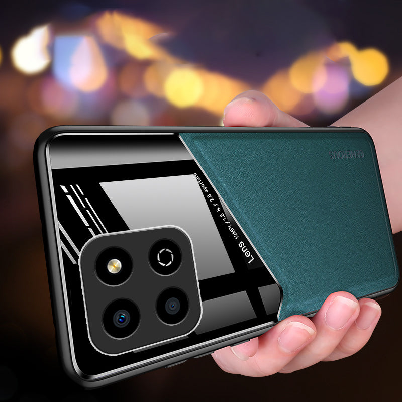 For Honor X8 5G Drop-proof Cover PU Leather Coated TPU+PC Phone Case with Car Mount Metal Sheet