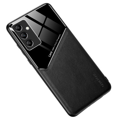 For Samsung Galaxy M14 5G PU Leather Coated TPU+PC Anti-drop Phone Back Case with Car Mount Metal Sheet