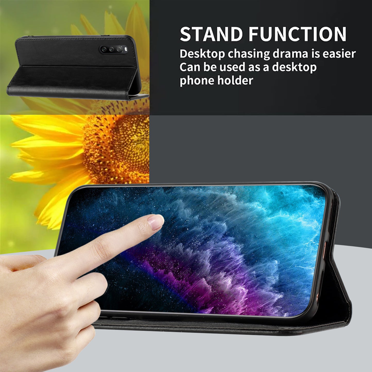 RFID Blocking Phone Case for Sony Xperia 10 V , Stand PU Leather Cover with Card Holder