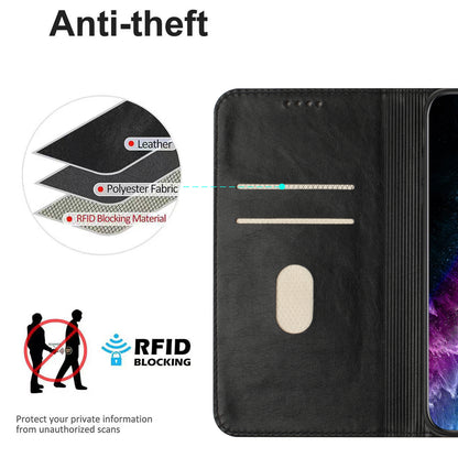 RFID Blocking Phone Case for Sony Xperia 10 V , Stand PU Leather Cover with Card Holder