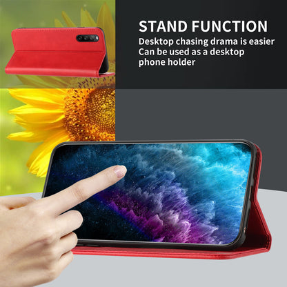 RFID Blocking Phone Case for Sony Xperia 10 V , Stand PU Leather Cover with Card Holder